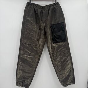 Urban Outfitters Joggers Women Medium Gold Metallic Hip Hop Baggy Nylon 90s